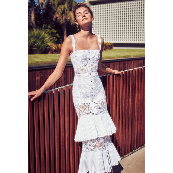 ALEXIS White Lyssa Tiered Skirt Dress Medium - Picture 1 of 10